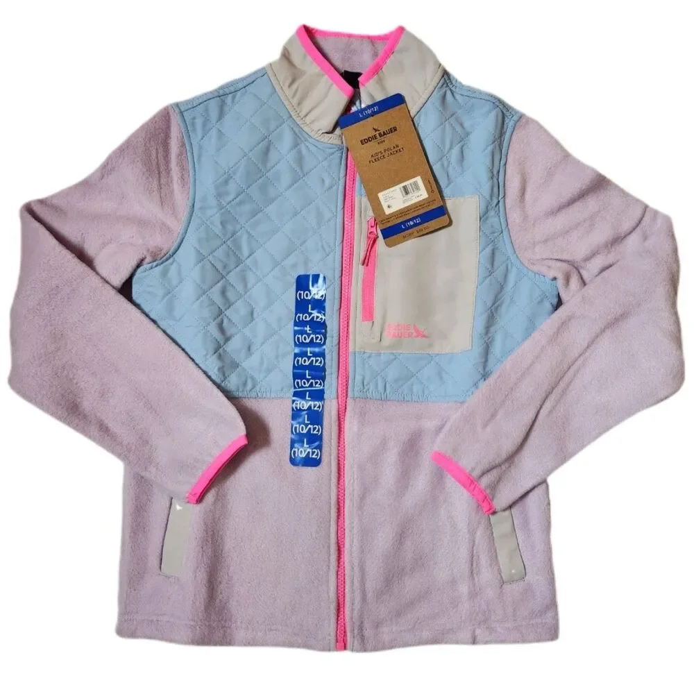 Eddie Bauer Kids Polar Fleece Jacket – Large (10/12) – Pastel Lilac – NWT